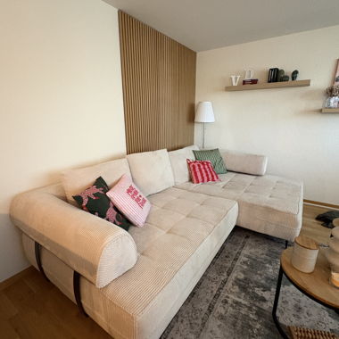 Canapé d'angle en velours côtelé avec fonction de couchage