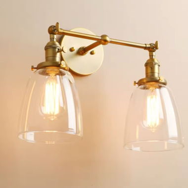 Applique murale double vintage industrielle laiton