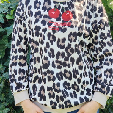 Felpa con stampa ciliegie leopardo M,L