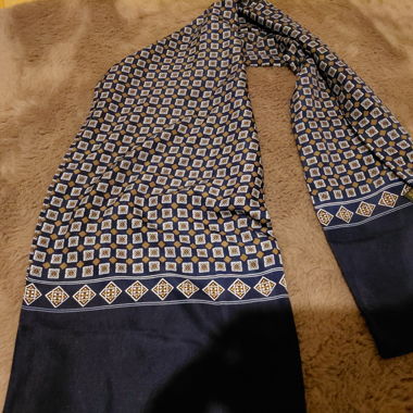 Patterned Scarf in Blue and Beige