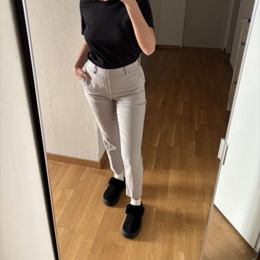 UNIQLO Pantaloni eleganti slim-fit beige a quadretti