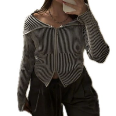 Longsleeve mit Reissverschluss - Off-Shoulder
