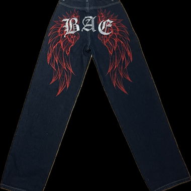 Jeans blu scuro con ricamo BAE