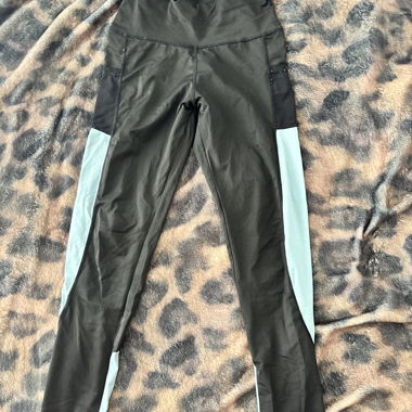 Leggings sportivi nero/turchese