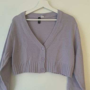 Cardigan en maille court lilas