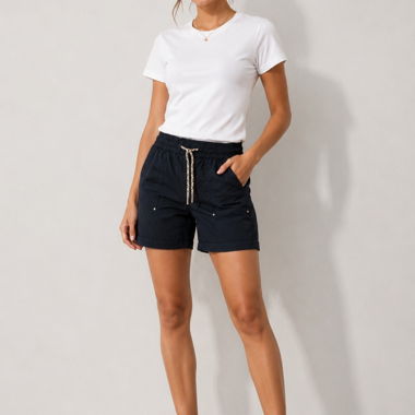 Dunkelblaue Streetone Shorts mit Kordelzug