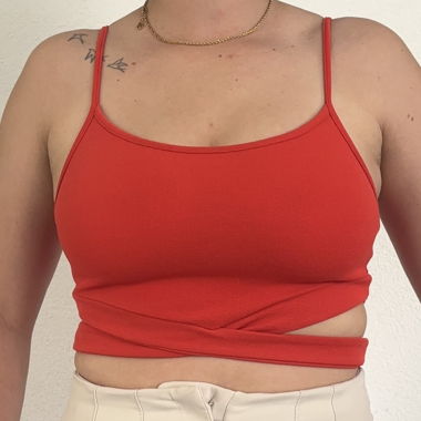 Orange spaghetti-strap top
