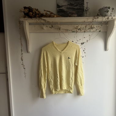 Pull jaune à col en V (style Lacoste)