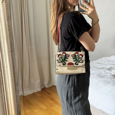 Floral white cream handbag shoulderbag