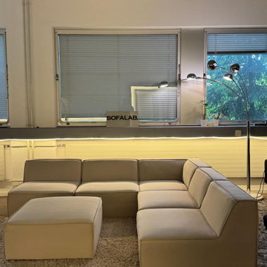 Modular sofa sand beige with footrest