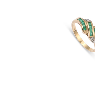Vintage 9k gold emerald and diamond ring