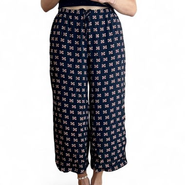Pantalon large imprimé noir