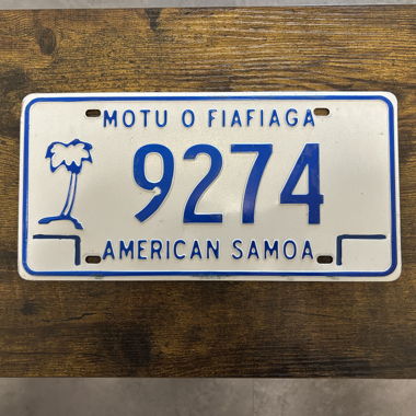U.S. License Plate, American Samoa 9274