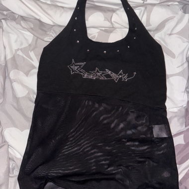Black sheer halter top Y2K