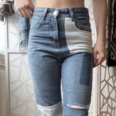 Jean patchwork bleu taille S
