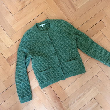Uniqlo Green Button-Knit Cardigan