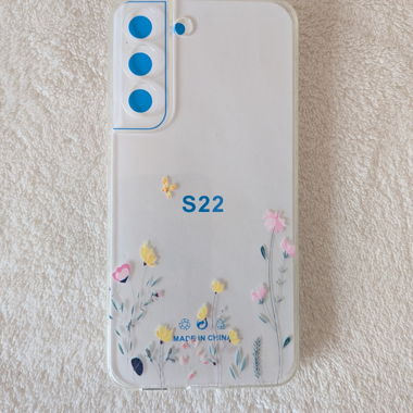 Phone case, clear with flowers, Samsung S22