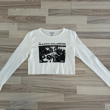 White Crop Longsleeve with Print