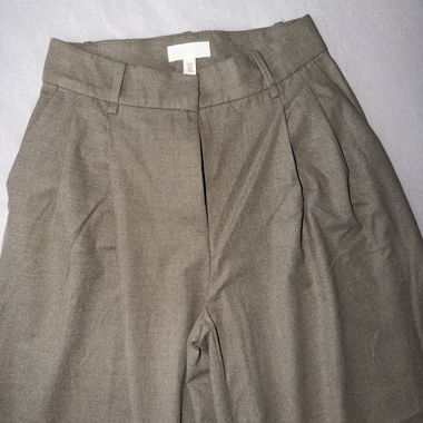 Brown wide-leg fabric trousers