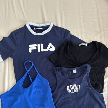 4er Set Shirts und Tops in blau
