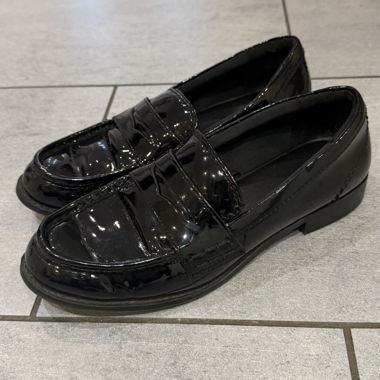 Black patent loafers