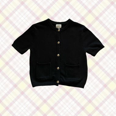 Cardigan nero a maniche corte