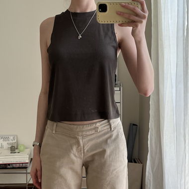 Braunes/Khaki ärmelloses Top