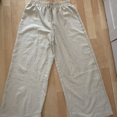 Lange Beige Stoff Hosen