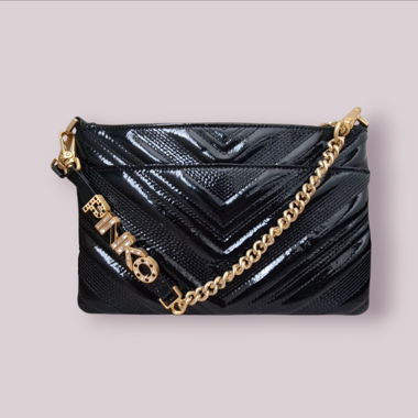 Sac bandoulière / pochette noir verni, neuf