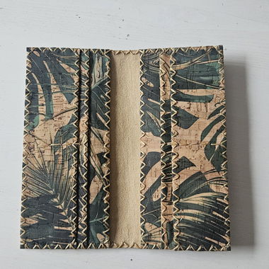 Handmade Cork Wallet with Tropical Pattern