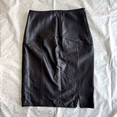 Made in Italy genuine leather black pencil skirt