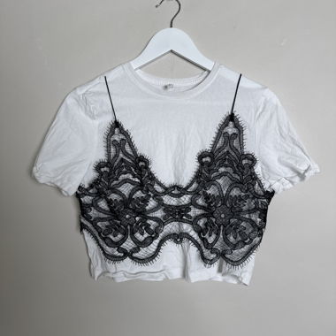 White lace crop top