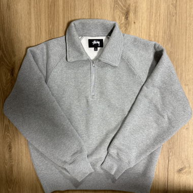 Felpa Stussy mezza zip grigia S