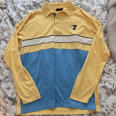 Polo manches longues jaune et bleu