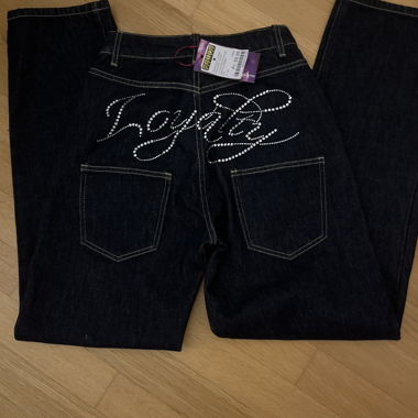 y2k dunkelblaue denim-hose