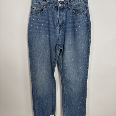 Jeans blu con strass