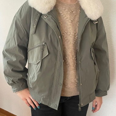 Faux Fur Lined khaki Jacket, size M