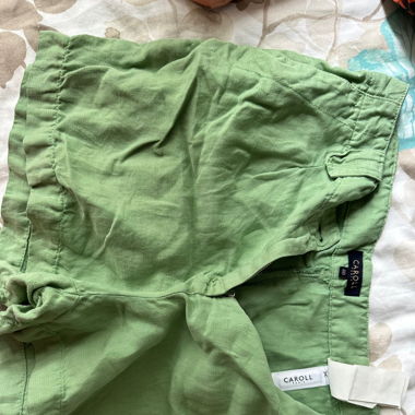 Green linen Carol summer shorts