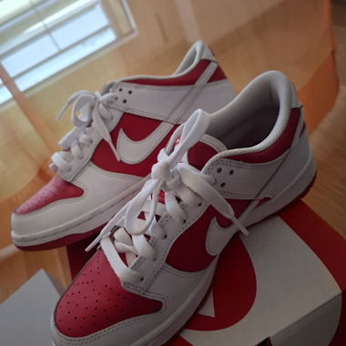Nike Dunk Low, rosso università, bianco