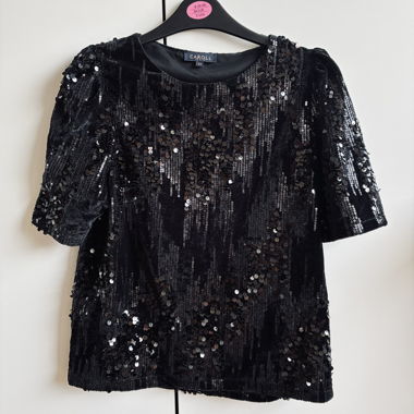 Caroll Pailletten Shirt Schwarz XS