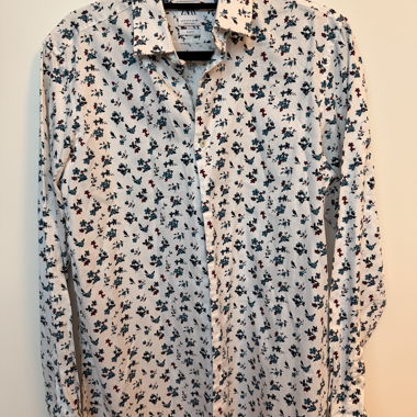 ZARA Slim-Fit-Hemd mit Blumenmuster M für Herren