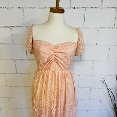 Romantisches Spitzenkleid Gr. S/M Rosé Sommerkleid