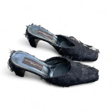 Armando Pollini Black Textured Mules (39)