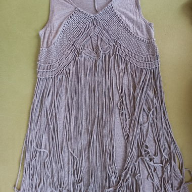 Grey Fringed Sleeveless Dress