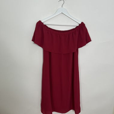 Off-shoulder red dress