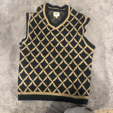 Gilet a Maglia REBEL senza Maniche con Motivo a Rombi