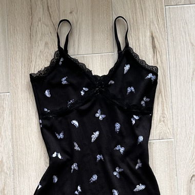 Black mini dress with butterfly 