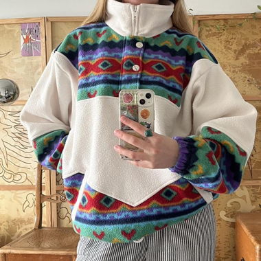 Vintage multi-coloured fleece jumper