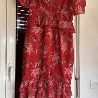 Red floral dress, size 10