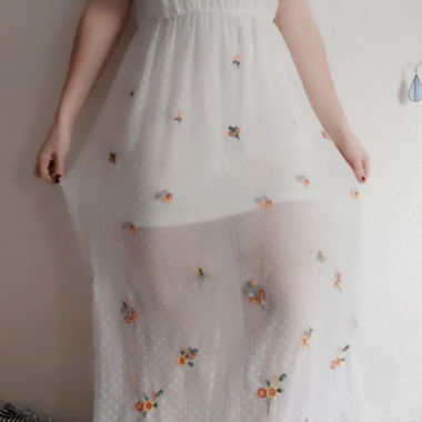 Vestito lungo bianco CLOCKHOUSE 38 ricamato